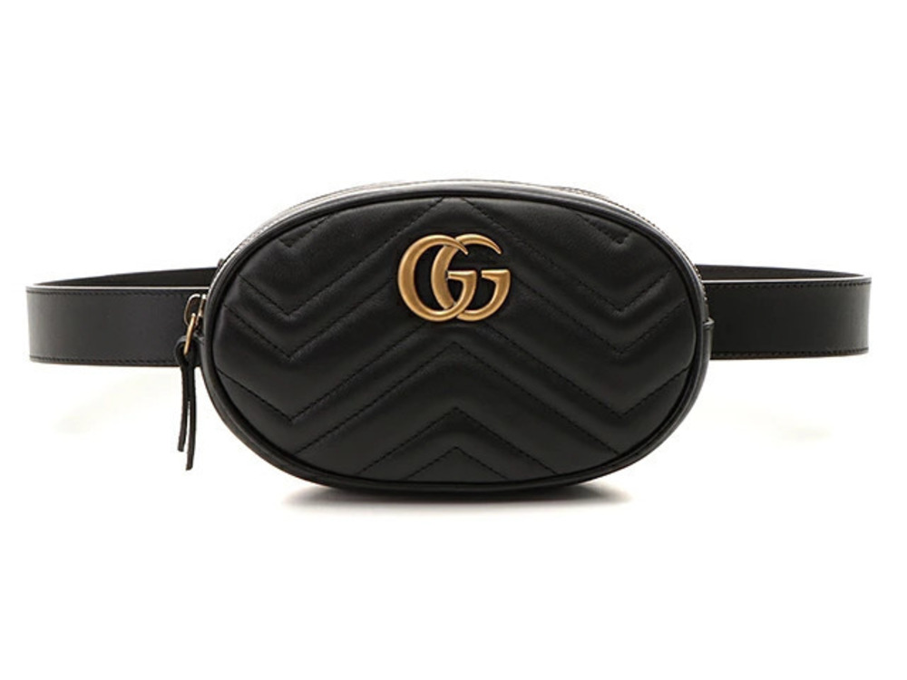 Gucci Bag Waist Crossbody Bum Pouch Clutch handle GG Black Leather